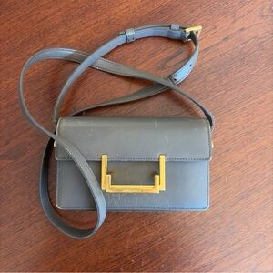 Saint Laurent Black Leather Crossbody Bag with Gold Hardware